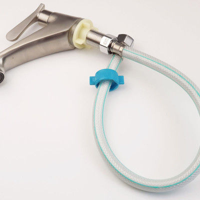 Dây cấp nước nhựa bọc bố dù chịu áp cao dài 60cm Eurolife EL-DCN60 (Trắng xanh)