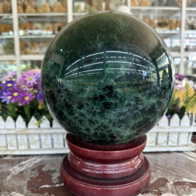 Quả cầu phong thủy đá thạch anh xanh - Đường kính 17,8 cm