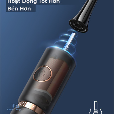 Bàn chải đánh răng điện Fairywill P11- phiên bản nâng cấp với trục truyền lực bằng thép, 8 đầu bàn chải đi kèm