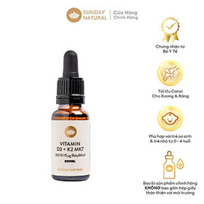 Vitamin D3 + K2 MK7 Đức Sunday Natural chai 20ml