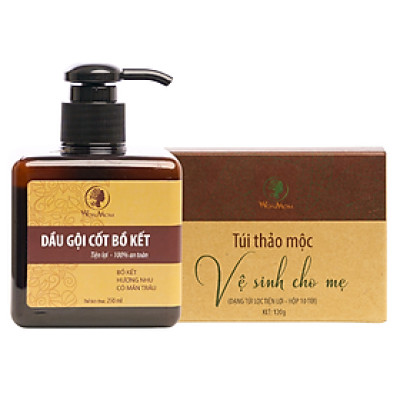 Combo 1 dầu gội cốt bồ kết + 1 hộp thảo mộc vệ sinh cho mẹ Wonmom