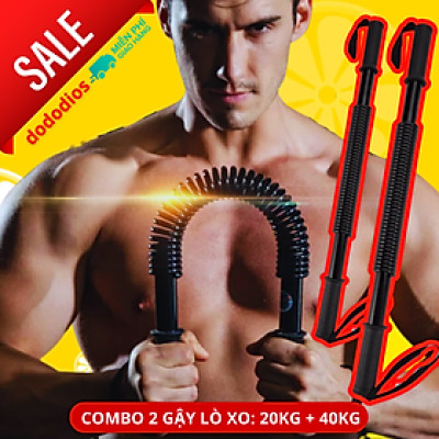 combo gậy lò xo 20kg và 30kg - gậy tập cơ tay, gậy bẻ lò xo tập ngực, xô, vai - Chính hãng dododios