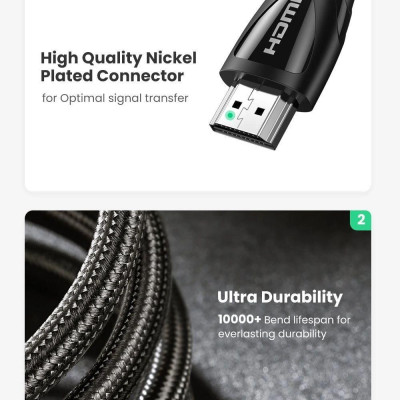 Ugreen UG80402HD140TK 1.5M HDMI 2.1 8K 60Hz 4K 120hz màu đen Cáp Ultra HD Cao Cấp - HÀNG CHÍNH HÃNG