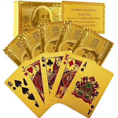 Bộ Bài Tây Poker Mạ Si Vàng Cao Cấp - Tú Lơ Khơ Phủ Nhũ Vàng Chính Hãng – Bộ 54 Lá Bài Tây Pocker Nhựa Dẻo Chống Thấm Nước Chống Gãy