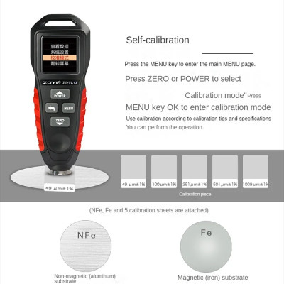 Máy Kiểm Tra Độ Dày Lớp Phủ Cầm Tay ABG zoyi ZT-TC13 Máy Kiểm Tra Bề Mặt Sơn, Đo Độ Dày Lớp Mạ Kẽm, Máy Đo Độ Dày Sơn,… Hàng Chính Hãng
