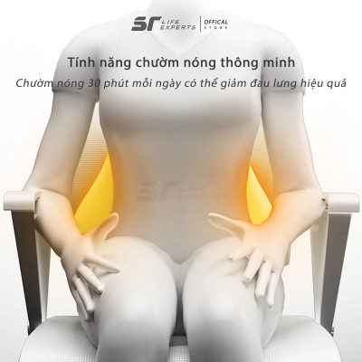 Gối Tựa Lưng Massage Túi Khí Kéo Dãn,Tích Hợp Chườm Nóng Công Thái Học, Giảm Đau Cột Sống - Sairui