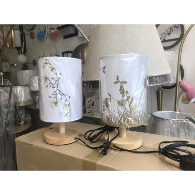 Đèn bàn nấm chao vải , thân gỗ decor trang trí bàn tab phòng ngủ tặng kèm bóng chuyên dụng