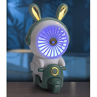 Quạt Cầm Tay Mini, Quạt Sạc Tích Điện Thỏ Lái Xe Xinh Xắn, Dễ Thương Tránh Nóng Mùa Hè (Kèm Dây Sạc USB) Hàng Chính Hãng