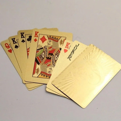 Bộ Bài Tây Poker Mạ Si Vàng Cao Cấp - Tú Lơ Khơ Phủ Nhũ Vàng Chính Hãng – Bộ 54 Lá Bài Tây Pocker Nhựa Dẻo Chống Thấm Nước Chống Gãy