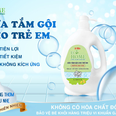 Sữa Tắm Gội Trẻ Em Ecohome Công Nghệ Sinh Học Bảo Vệ Nuôi Dưỡng Da Và Tóc Bé Vượt Trội 1000ml