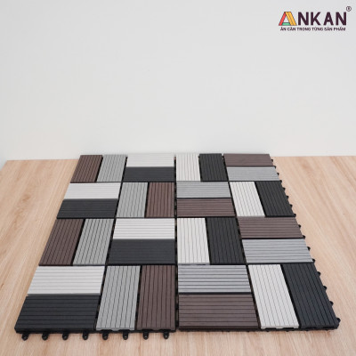 Vỉ Nhựa Lót Sàn Cao Cấp Thương Hiệu ANKAN Bốn Màu Đan Xen, Vỉ Gỗ Nhựa Ngoài Trời, Vỉ Nhựa Lót Sàn Ban Công, Lót Sàn Nhà, Trang Trí Sân Vườn, Lót Sàn Nhà Tắm, Trang Trí Hồ Bơi, Tiệm Spa, (11 Vỉ)
