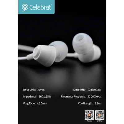 Tai nghe Earphone Celebrat G4 chân cắm tròn 3.5 ly, hàng chính hãng