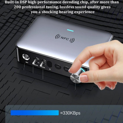 ROGTZ - Bộ Thu Phát Âm Thanh Bluetooth Đa Năng M16 Pro NFC 5.1, Giao Thức A2DP/AVRCP/HFP/SBC, Phạm Vi Hoạt Động 30m, Màn Hình LED, Chip DAC, Pin Lithium Ion 1200mah, Kết Nối Đa Dạng AUX 3.5mm, RCA, Optical, Coaxial, USB, TF, Mic 6.5mm - Hàng Chính Hãng