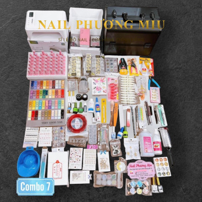 Combo Đồ Nghề Làm Nail Cao Cấp Số 7 Nail Phương Miu, Máy Hơ T8, Máy Mài US801, Cốp Nhôm 3 Tầng, Bộ Đồ Nail Chuyên Nghiệp
