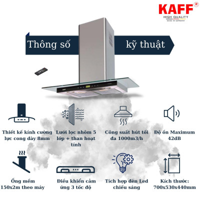 Máy hút mùi toa kính cảm ứng 900mm KAFF KF-90RH - Hàng Chính Hãng