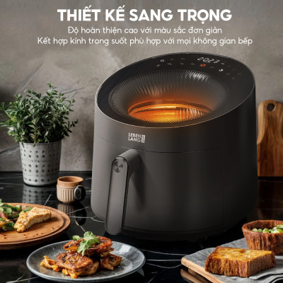 Nồi chiên không dầu Lebenlang LBL8187, 1500W, nồi 5L, mặt kính cường lực, bảo hành 2 năm - hàng chính hãng