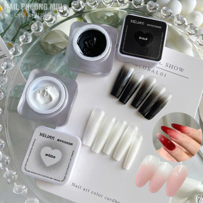 Gel Dặm Lẻ Màu Đen Trắng, Đỏ Hồng Ombre Móng XEIJAYI Đặc Mịn Có Thể Vẽ, Không Cần Pha Bột