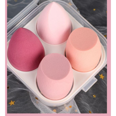 Hộp 4 mút trang điểm - Mút tán kem nền có hộp nhựa đựng tiện dụng(Màu ngẫu nhiên)