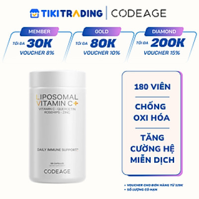 Viên Uống Vitamin C Chống Oxy Hóa, Tăng Cường Miễn Dịch Codeage Liposomal Vitamin C (180 Viên)
