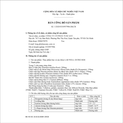 Tăng nội tiết tố nữ, tăng cường sinh lý, giảm các triệu chứng thời kỳ tiền mãn kinh, Labwell Estro Her