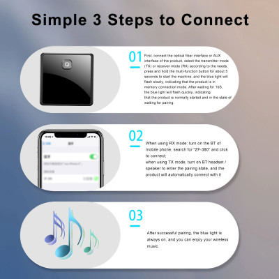 ROGTZ - Bộ Thu Phát Âm Thanh Bluetooth FZ-380 Chế Độ Linh Hoạt Kết Nối Đa Dạng Optical 3.5mm Kết Nối Đa Thiết Bị Bluetooth 5.0 Giao Thức AVRCP, A2DP Khoảng Cách 10m Pin Lithium 300mah Nhỏ Gọn Hàng Chính Hãng