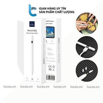 Bút Cảm Ứng WiWU Stylus Pencil A01 Cảm Biến Chống Tì Đè Cho ipad 2018 Trở Lên Hỗ Trợ Sạc Magnetic Pro 11inch M1/M2 - Hàng chính hãng
