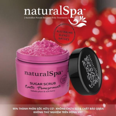 Tẩy tế bào chết tinh thể đường chống oxy hóa, tăng cường nuôi dưỡng cho làn da tươi khỏe, sáng mịn - naturalSpa Exotic Pomegranate Sugar Scrub 500gr