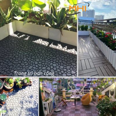 Vỉ Nhựa Lót Sàn Ban Công Kiểu Viên Sỏi. Tấm nhựa lót sàn Nhà Tắm/Hồ Bơi/Sân Thượng/Sân Vườn. Hàng VNXK 