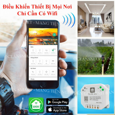 Công Tắc Wifi Lahu, Công Tắc Thông Minh Hẹn Giờ Không Cần Internet RTC HUNONIC, Công Suất Lên Đến 4000W - LAHU