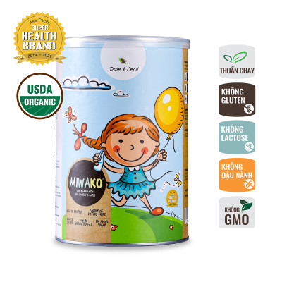 Sữa Hữu Cơ Miwako Nhập Khẩu Malaysia Hộp 400g Vị Gạo, Sữa Hạt Dinh Dưỡng Cho Bé Biếng Ăn Tiêu Hóa Kém Thấp Còi