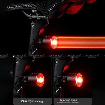 Đèn Hậu Xe Đạp Thông Minh SR4 PRO Cảm Biến Phanh dung lượng 400 mAh thời gian sử dụng lên đến 12h (2 lựa chọn Màu đỏ/ 7 Màu Sắc) An Toàn Đi Đêm - Mai Lee