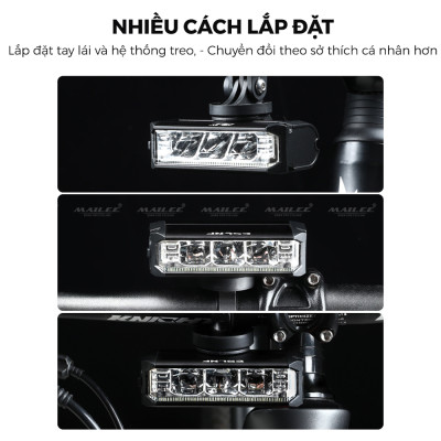 Đèn xe đạp chống nước UH-1000 3 bóng 1000 Lumens có led ban ngày, đèn trước xe đạp sạc USB Type-C, hợp kim nhôm (không kèm pad đỡ dài), đủ phụ kiện - Mai Lee