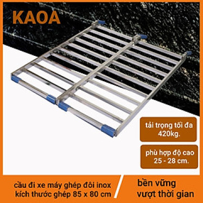 CẦU ĐI XE MÁY GHÉP ĐÔI INOX . kt 85x80 cm