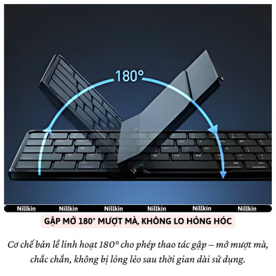 Bàn phím gấp gọn di động không dây bluetooth V5.2 tích hợp trackpad & phím số hiệu Nillkin Cube Pocket - Nhỏ gọn, mỏng nhẹ, phím tắt thông minh, hỗ trợ Androids & iOS, gõ thoải mái cho iPad cho iPhone, máy tính bảng, cho macbook, laptop - hàng nhập khẩu