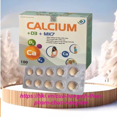 Canxi Nano calcium D3 MK7 -Hộp 100 Viên - Chắc Khỏe Xương, Phát Triển Hệ Xương, Giảm Loãng Xương, Vinaphar