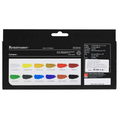 Hộp 12 Tuýp Màu Vẽ Gouache 12 Ml - Renaissance