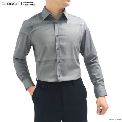  Áo Sơ Mi Nam Sadoga Kẻ Caro Bambo, Chất Vải Thoáng Khí, Mềm Mịn C2258