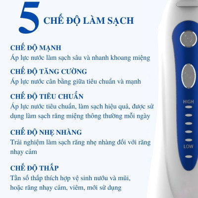 Máy Tăm Nước Cầm Tay H2OFloss HF-9P Làm Sạch Răng - Hàng Chính Hãng