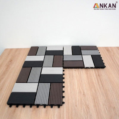Vỉ Nhựa Lót Sàn Cao Cấp Thương Hiệu ANKAN Bốn Màu Đan Xen, Vỉ Gỗ Nhựa Ngoài Trời, Vỉ Nhựa Lót Sàn Ban Công, Lót Sàn Nhà, Trang Trí Sân Vườn, Lót Sàn Nhà Tắm, Trang Trí Hồ Bơi, Tiệm Spa, (1 vỉ)