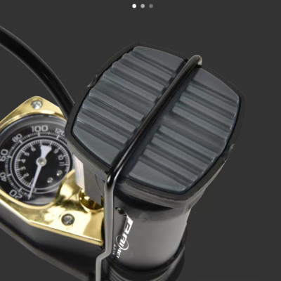 Bơm mini đạp chân - Bơm đa năng - Bơm được xe đạp, xe máy, các loại bóng, phao có đồng hồ đo áp suất - Tặng kim bơm các loại - Chính Hãng