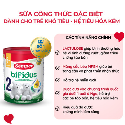 Combo 2 Sữa bột công thức Semper Bifidus số 2 400g/hộp