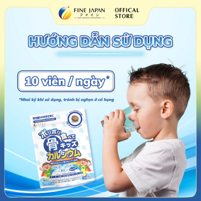 Viên nhai Canxi Cá Tuyết Bone’s Calcium Tablets for Kids FINE JAPAN bổ sung Canxi phát triển chiều cao