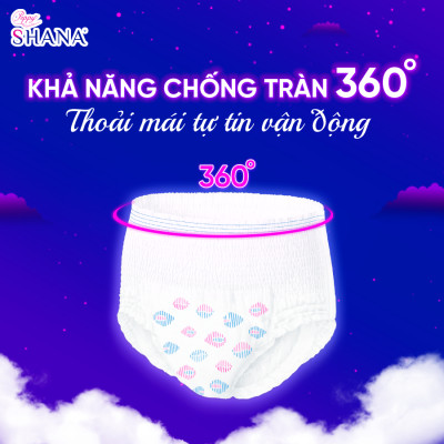 Combo 20 gói Băng Vệ Sinh Quần Peppy Shana Ngày Đêm Siêu Thấm, Freesize, Chống Tràn Tối Đa, Tiết Kiệm (40 miếng)
