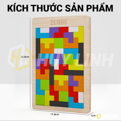 Đồ chơi gỗ Montessori HL199 Zcube - Wooden Puzzle Toy Block Game Colorful Bảng xếp hình bằng gỗ Tetris phát triển tư duy
