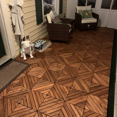 Sàn Gỗ Lót Ban Công Thương Hiệu ANKAN Màu Nâu Vàng Nan Hoa, Vỉ Gỗ Lót Sàn Dùng Để Lót Sân Vườn, Nhà Tắm, Phòng Spa, Có Phủ PU, Siêu Bền, Chống Thấm, Chống Trơn Trượt, Tiêu Chuẩn Xuất Khẩu (1 Vỉ)