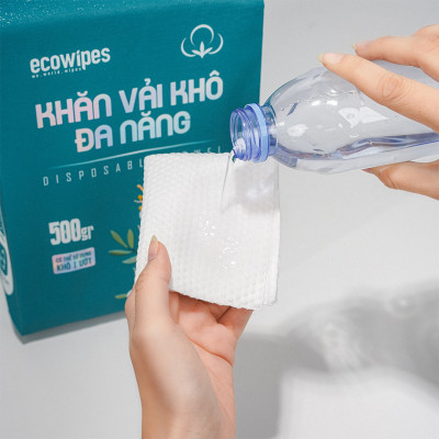 TẶNG MÓC TREO_Khăn vải rút khô đa năng EcoWipes 500Gr túi rút treo tường lau mặt tẩy trang
