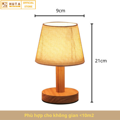 Đèn Ngủ Để Bàn Gỗ HUTA G9 Mini Phong Cách Vintage, Đầu Cắm USB, Decor Trang Trí Phòng Ngủ, Đầu Giường, Dải Led Ánh Sáng Vàng