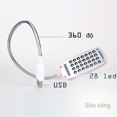 Đèn Led 28 Bóng Uốn Dẻo Cổng USB dùng đọc sách, soi bàn phím laptop ( Màu ngẫu nhiên) - HENRYSA