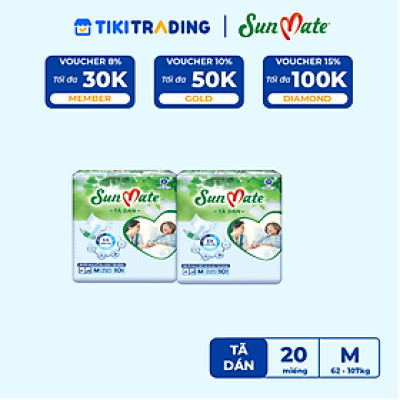Combo 2 Tã Dán Người Lớn SunMate G2 Size M10 (10 Miếng)