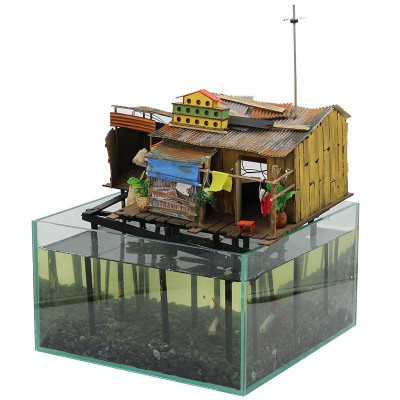 Mô Hình Gỗ Tự lắp ráp DIY Sài Gòn Xưa Ký Ức Tuổi Thơ - Thế Giới Tí Hon - Xóm Nhà Sàn - NS04